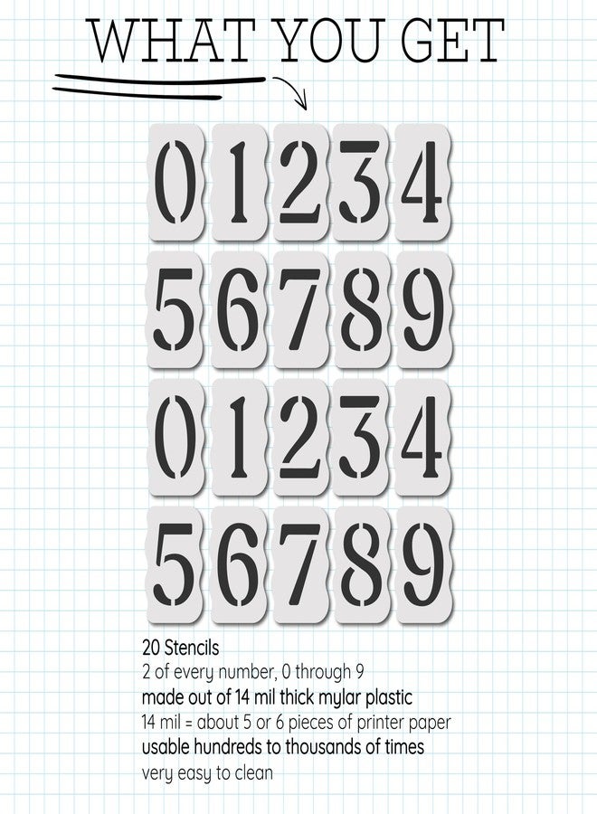 Stencil Stop Curb Stencil Kit for Address Painting, All Numbers - 14 Mil Mylar Plastic [4" Tall Numbers, 2 of Each] (Soft Serif Font + Curb Frame) - Image 5